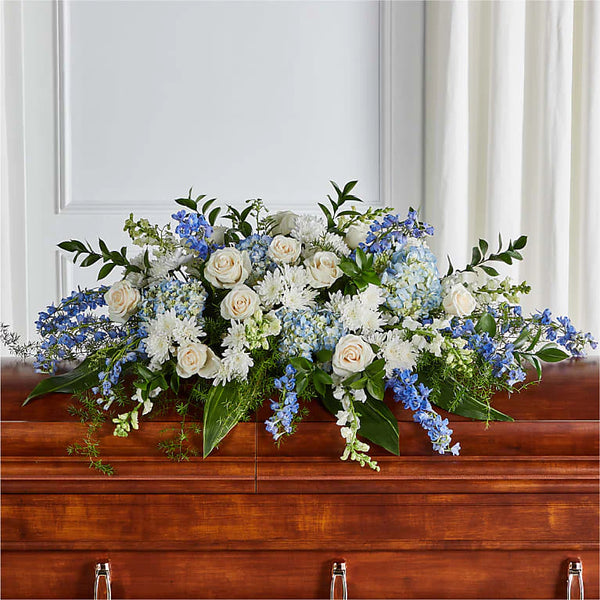 Casket Spray - Blues, Whites and Greens