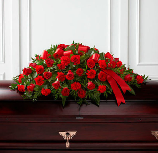 Casket Spray - Red Rose and Carnation