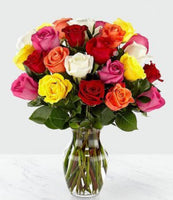 Mixed Coloured Rose Arrangement