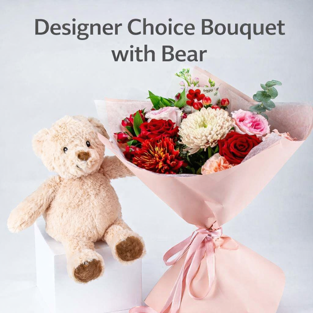 Designer Choice Bouquet with Bear
