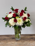 Vase Arrangement - White and Reds