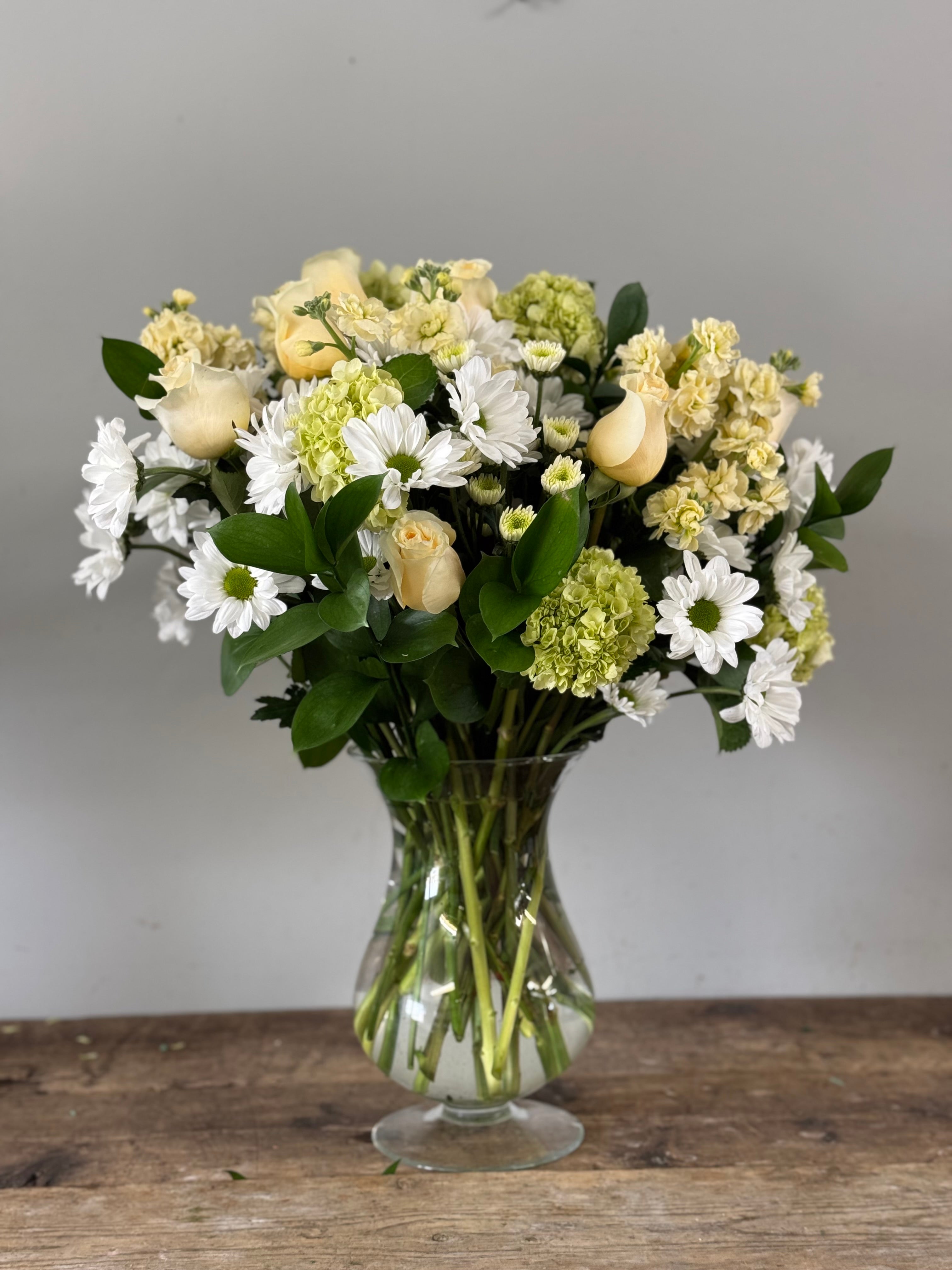 Vase Arrangement - White and Buttery Yellows