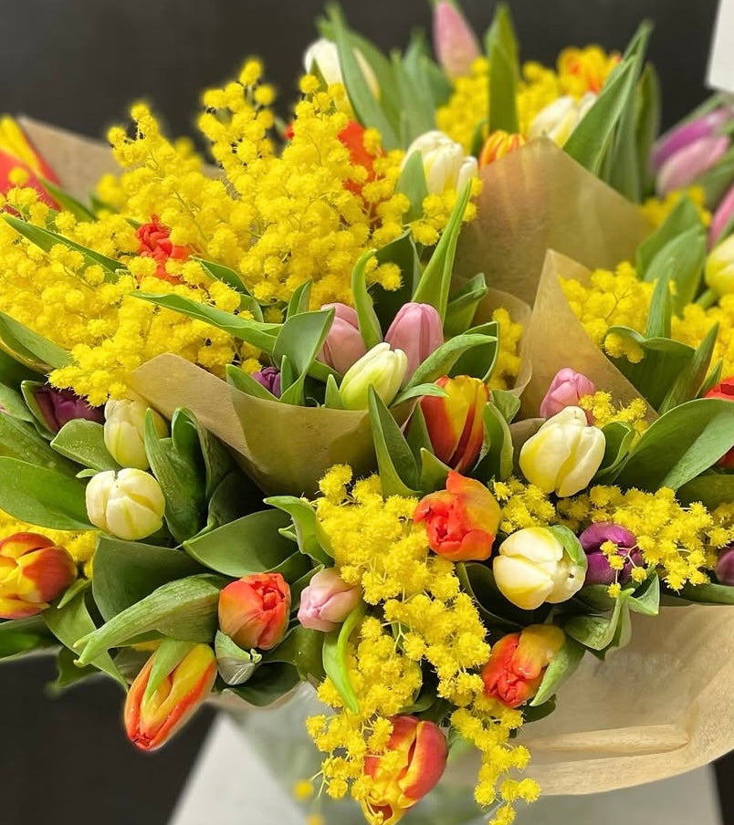 Mimosa and Tulip Bouquet