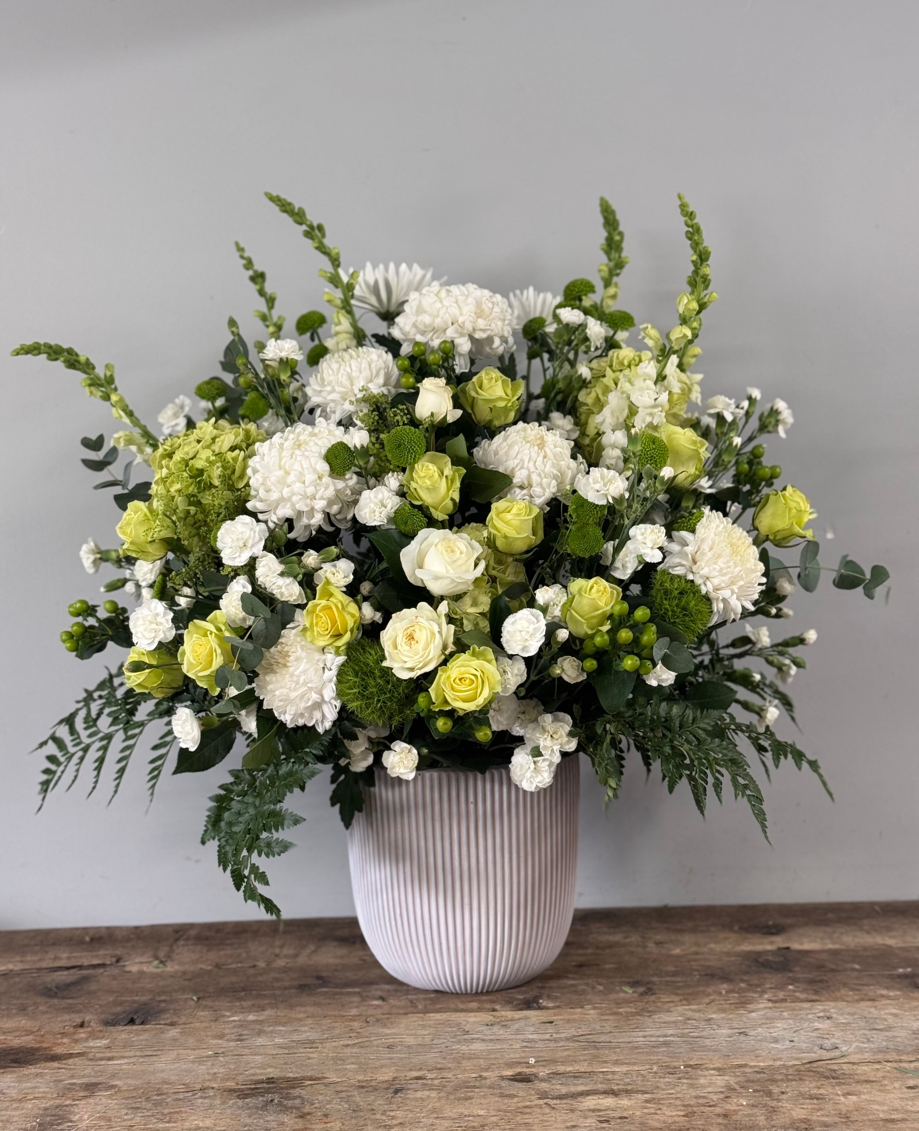 Sympathy Basket - White and Green