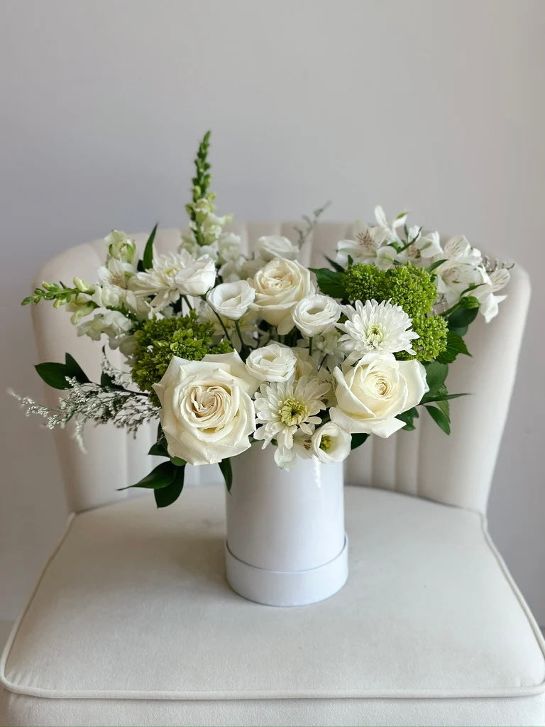Small White, Neutral and Green Floral Bloom Box - Designer Choice