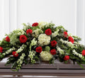 Casket Spray - White, Reds and Greens